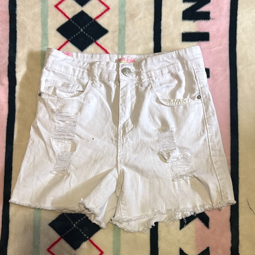 H&M White Distressed Jean Shorts